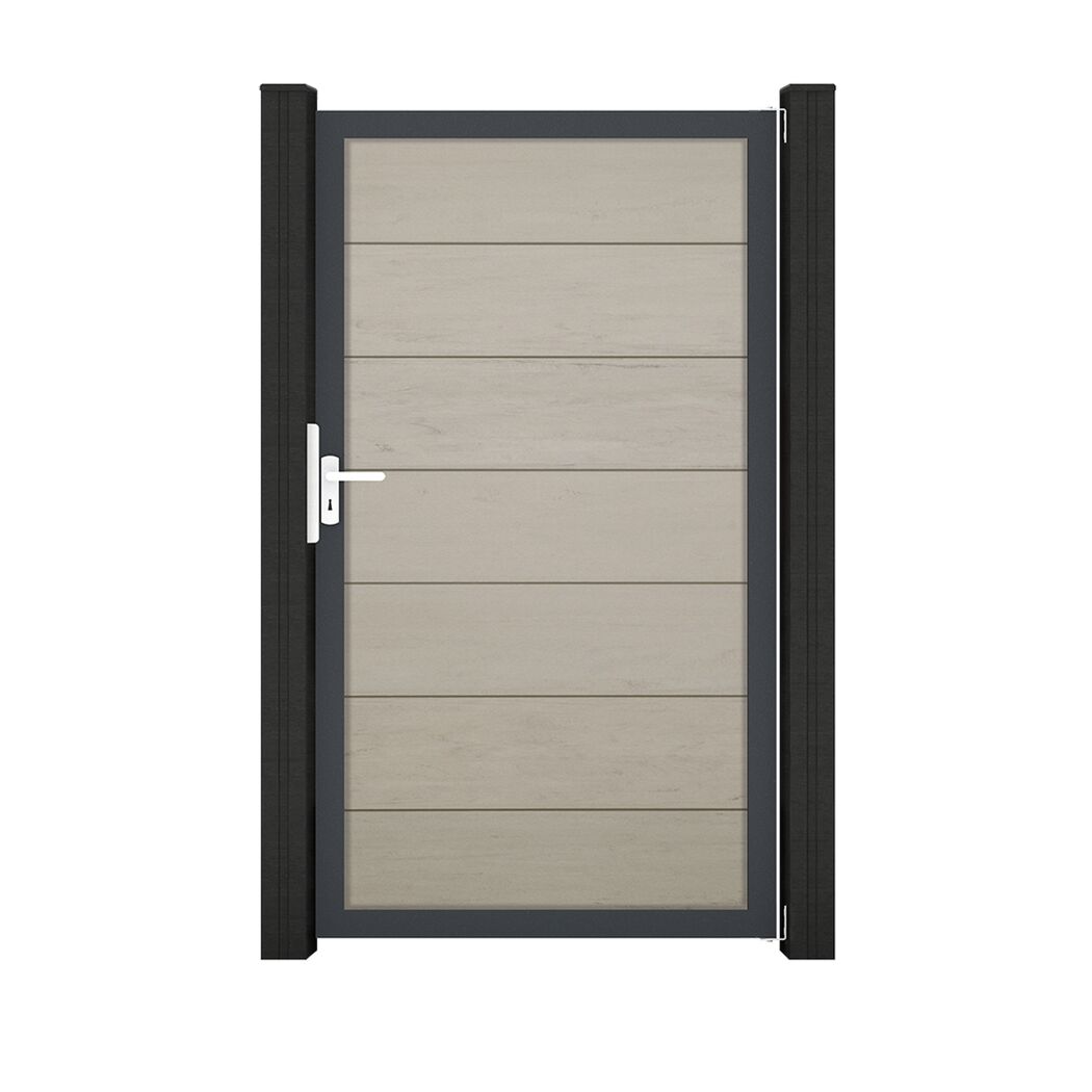 Einzeltor 'Solid Grande' BPC/Aluminium sandfarben/anthrazit 100 x 180 cm