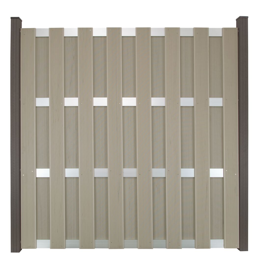 Zaunelement 'Fertigzaun' BPC/Aluminium quadratisch Sandfarben/silber 180 x 180 x 3,2 cm