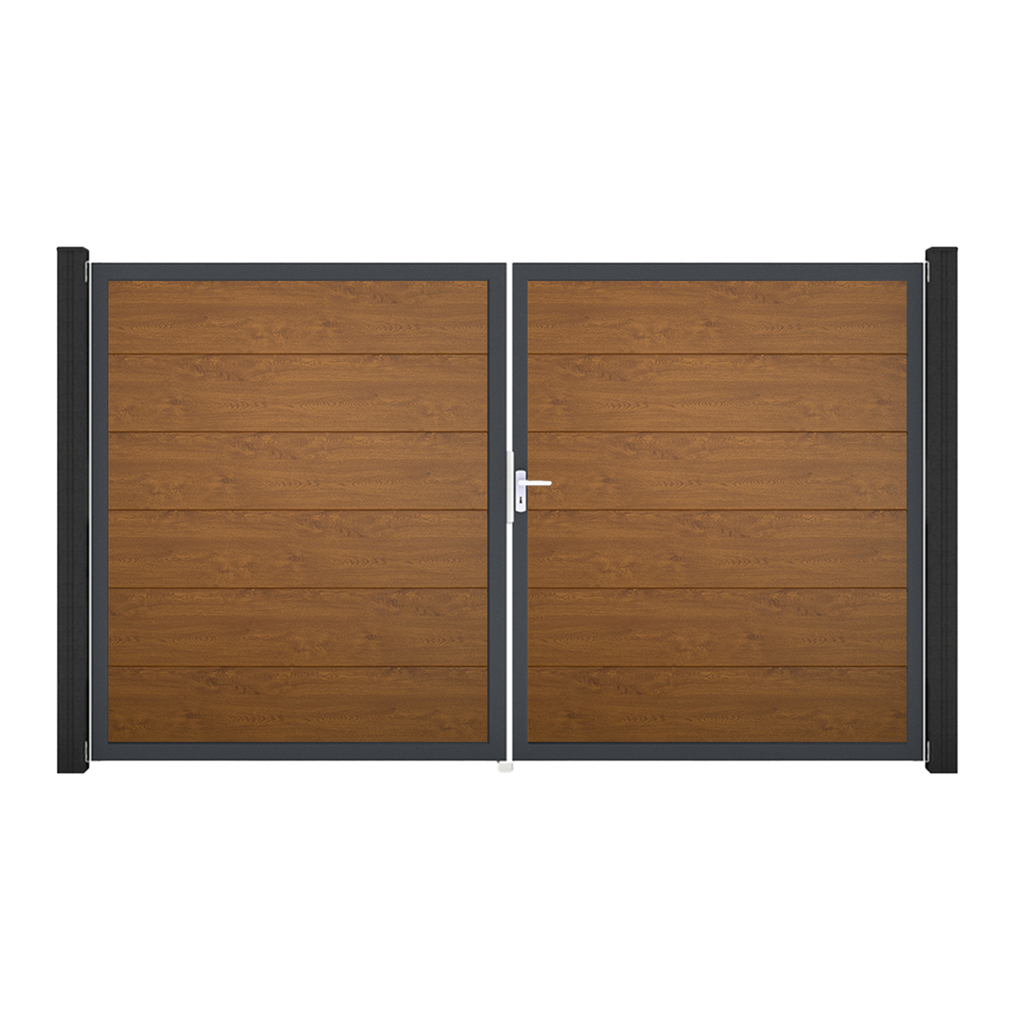 Doppeltor 'BasicLine' DIN rechts Eichefarben dunkel/anthrazit 300 x 180 cm