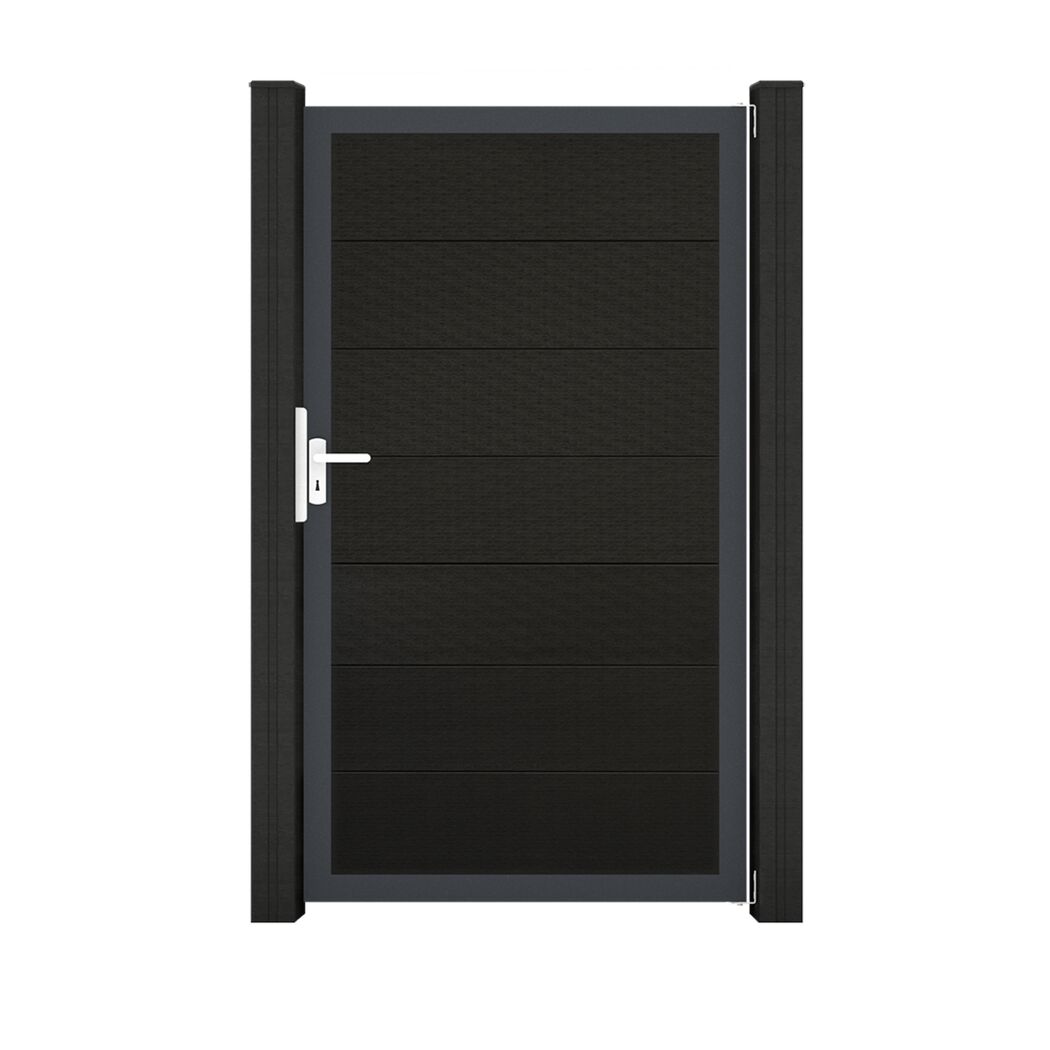 Einzeltor 'Solid Grande' BPC/Aluminium schwarz/anthrazit 100 x 180 cm