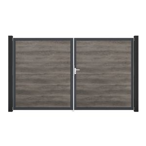 Doppeltor 'BasicLine' DIN rechts dark oak/anthrazit 300 x 180 cm