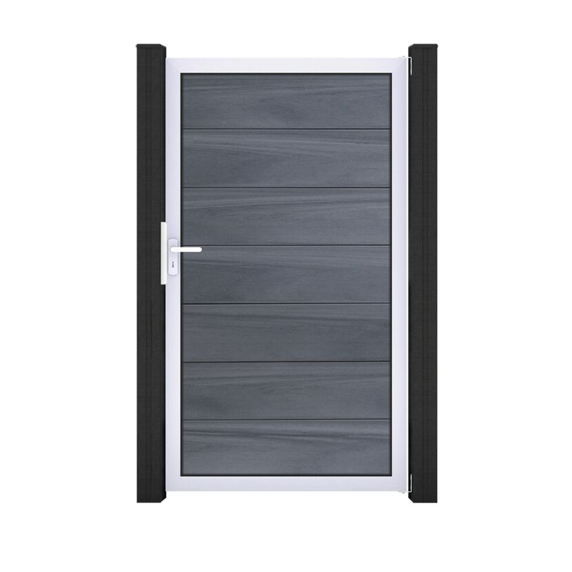 Einzeltor 'Solid Grande' BPC/Aluminium steingrau/silber Sondermaß max. 150 x 180 cm