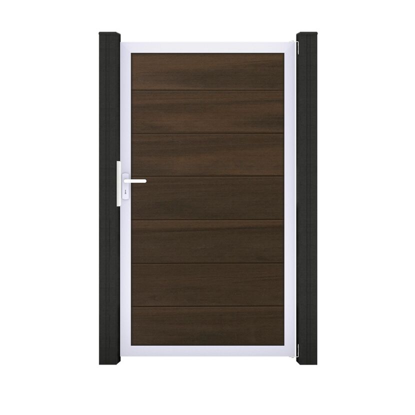 Einzeltor 'Solid Grande' BPC/Aluminium walnussfarben/silber Sondermaß max. 150 x 180 cm