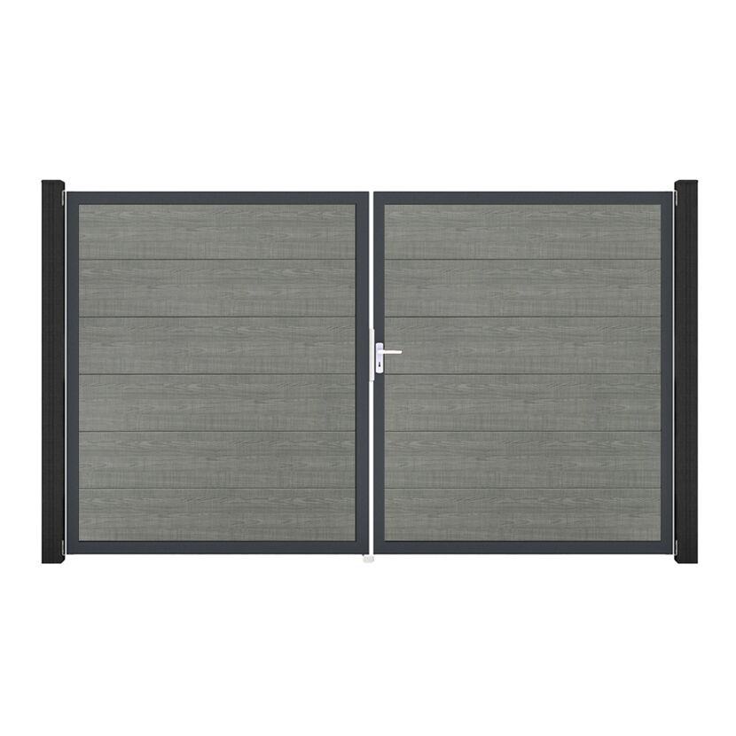 Doppeltor 'BasicLine' DIN rechts grau/anthrazit 300 x 180 cm