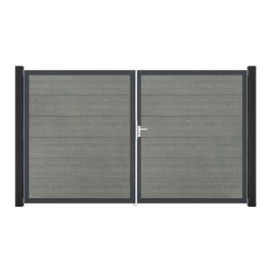 Doppeltor 'BasicLine' DIN rechts grau/anthrazit 300 x 180 cm