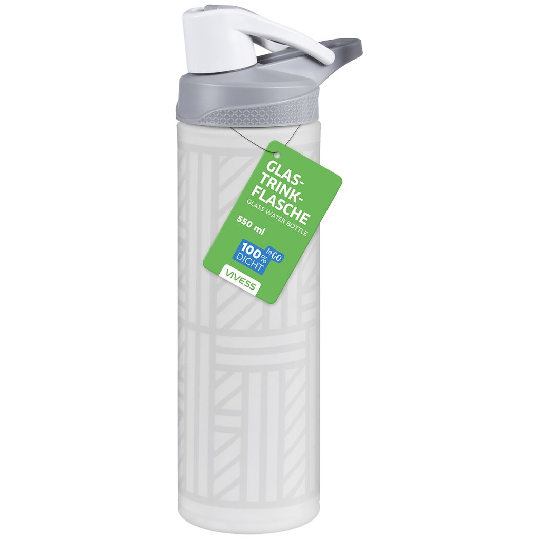 Graue Trinkflasche mit geometrischem Muster