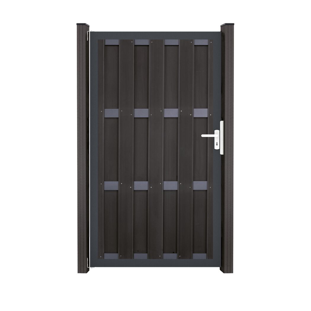 Einzeltor 'Fertigzaun' BPC/Aluminium DIN links anthrazit 100 x 180 x 4 cm