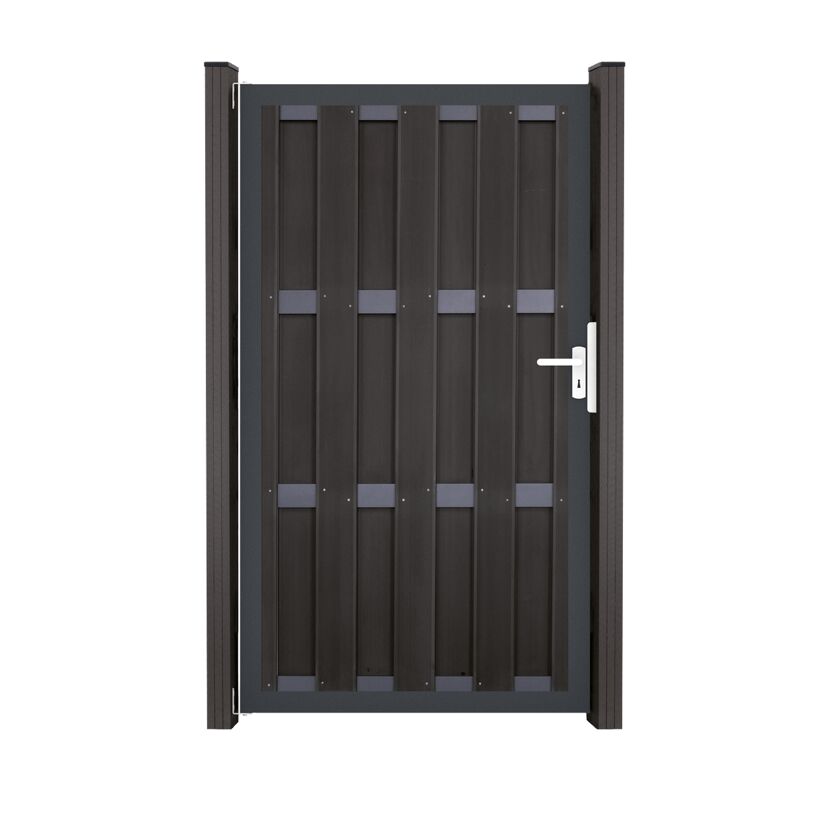 Einzeltor 'Fertigzaun' BPC/Aluminium DIN links anthrazit 100 x 180 x 4 cm