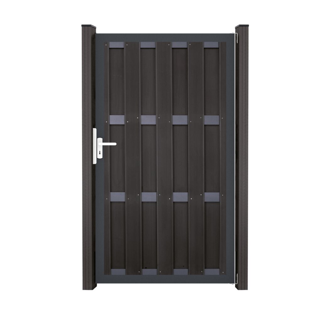 Einzeltor 'Fertigzaun' BPC/Aluminium DIN rechts anthrazit 100 x 180 x 4 cm