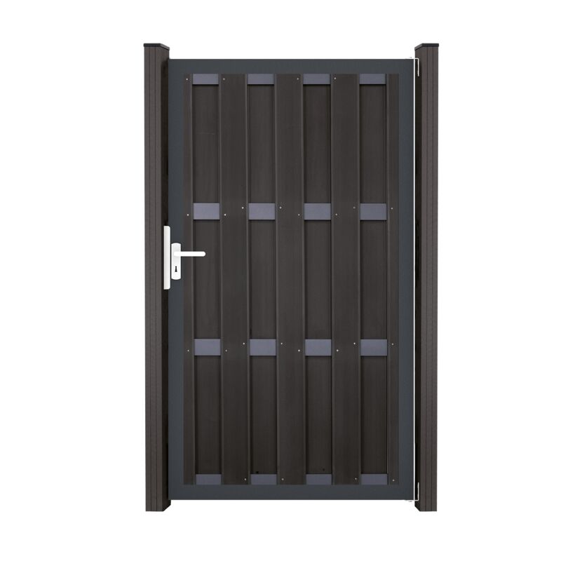 Einzeltor 'Fertigzaun' BPC/Aluminium DIN rechts anthrazit 100 x 180 x 4 cm