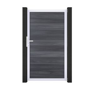 Einzeltor 'Solid' BPC/Aluminium steingrau/silber 100 x 180 cm