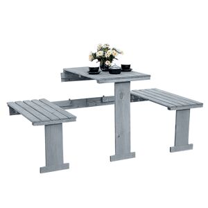 Balkonmöbel-Set Holz grau 3-teilig