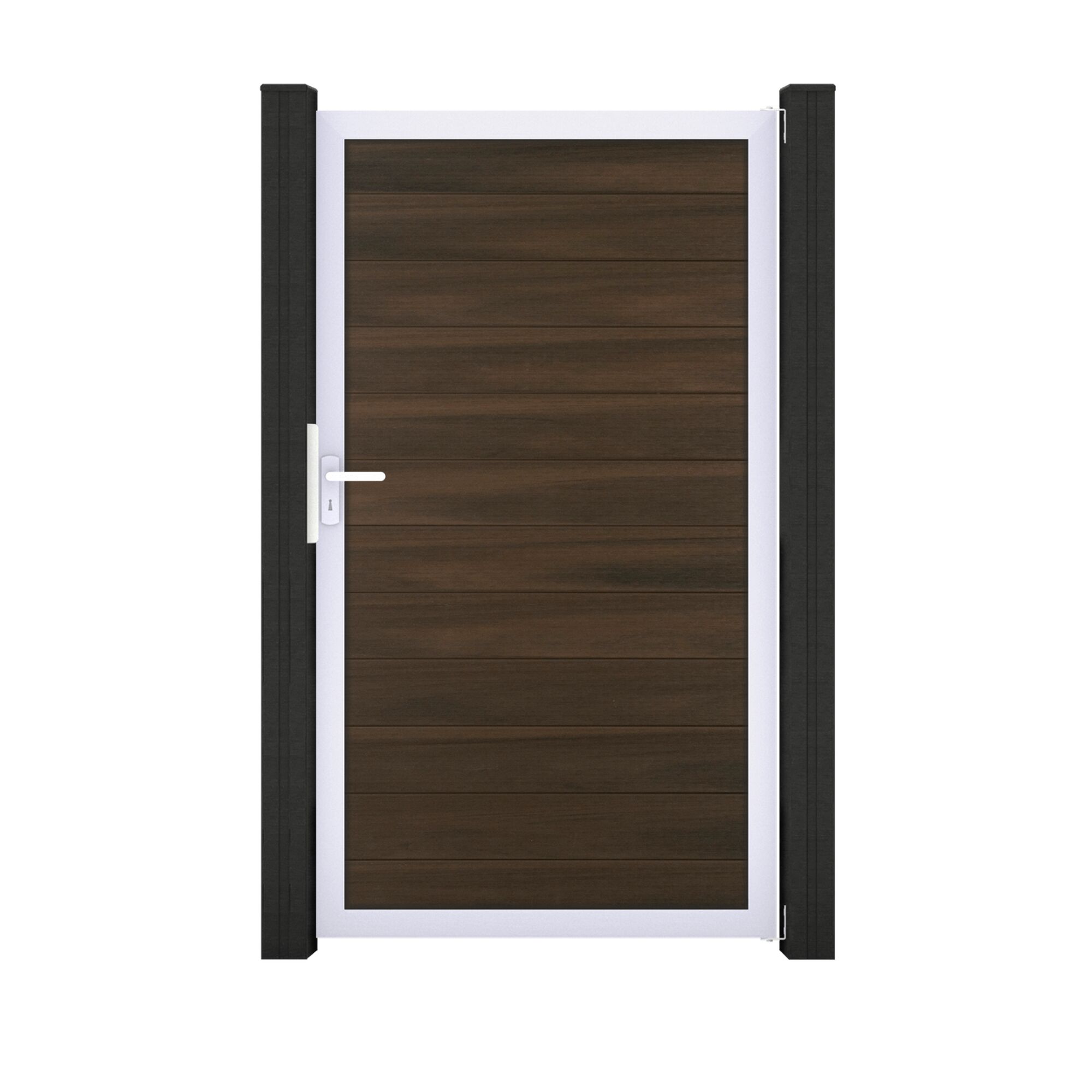 Geschlossene braune Holztür mit Türklinke