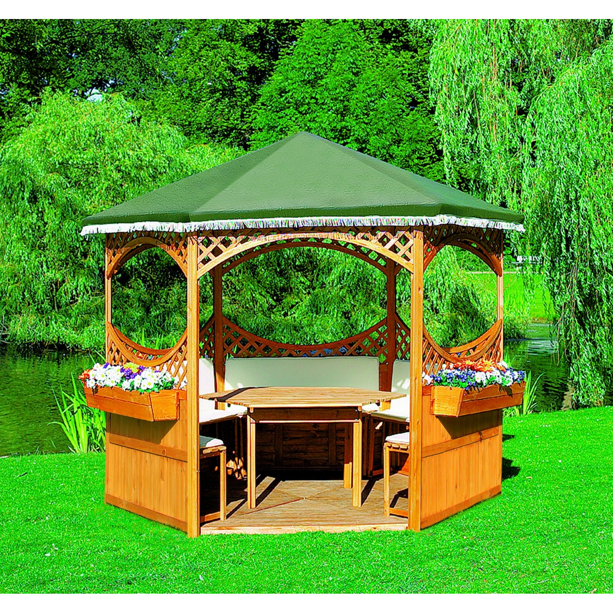 Pavillon 'Palma' Holz grün 308 x 260 x 308 cm