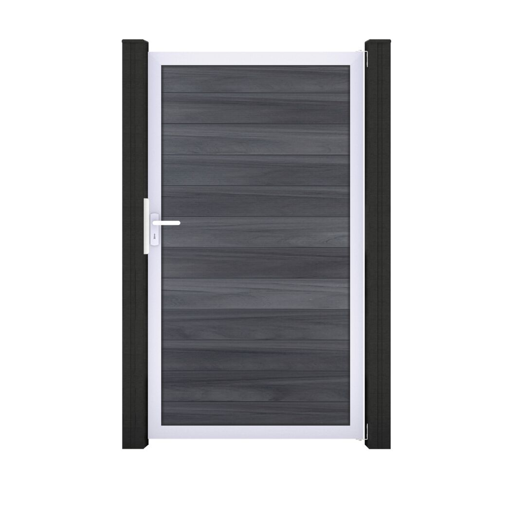 Einzeltor 'Solid' BPC/Aluminium steingrau/silber Sondermaß max. 150 x 180 cm