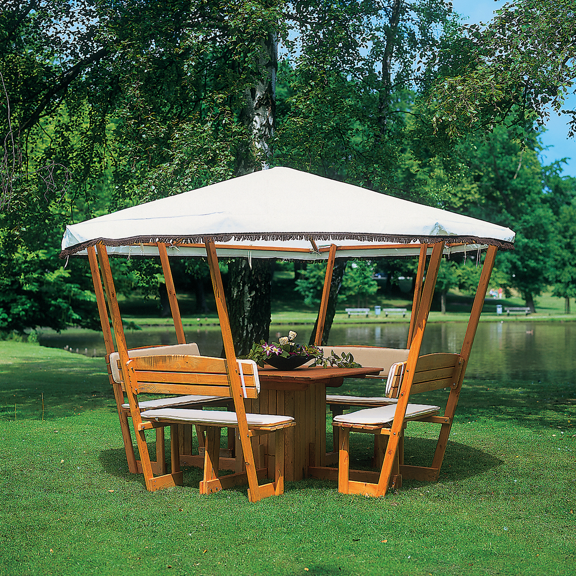 Pavillon 'Rosenheim' Holz weiß 304 x 213 x 304 cm