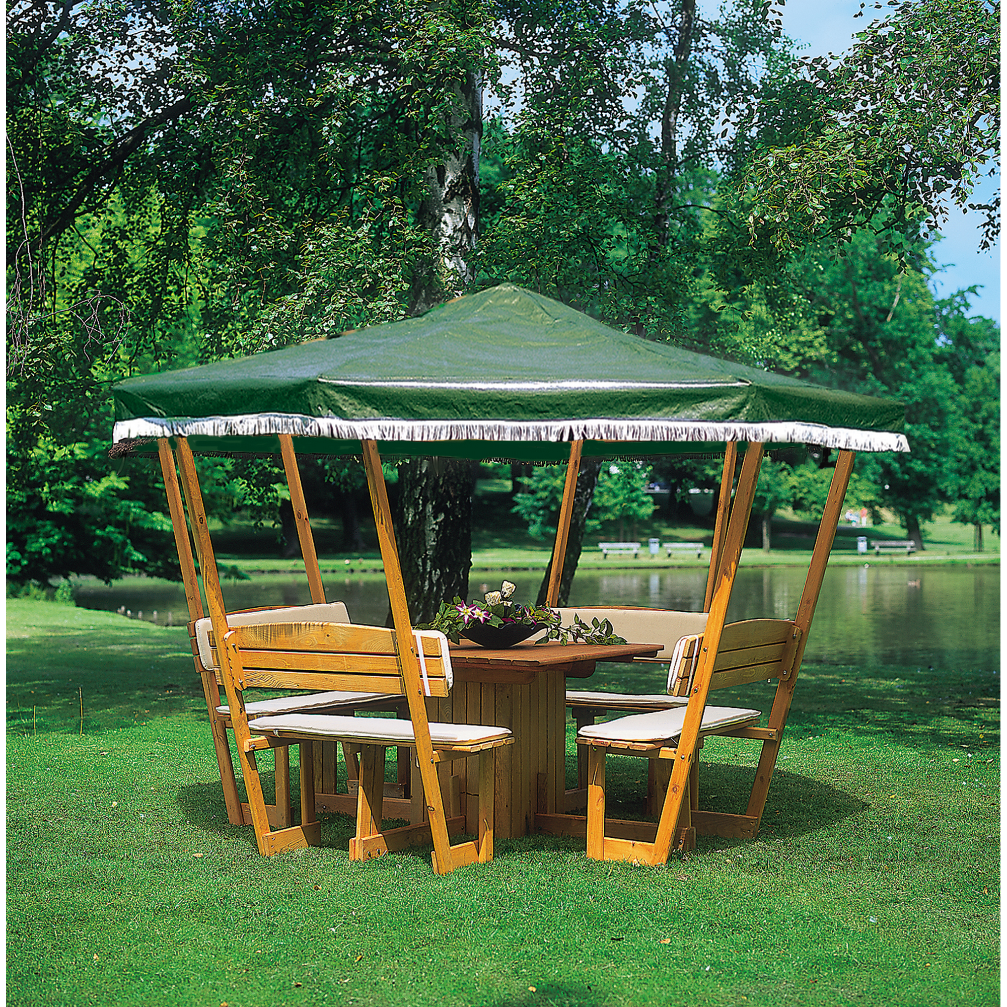Pavillon 'Rosenheim' Holz grün 304 x 213 x 304 cm
