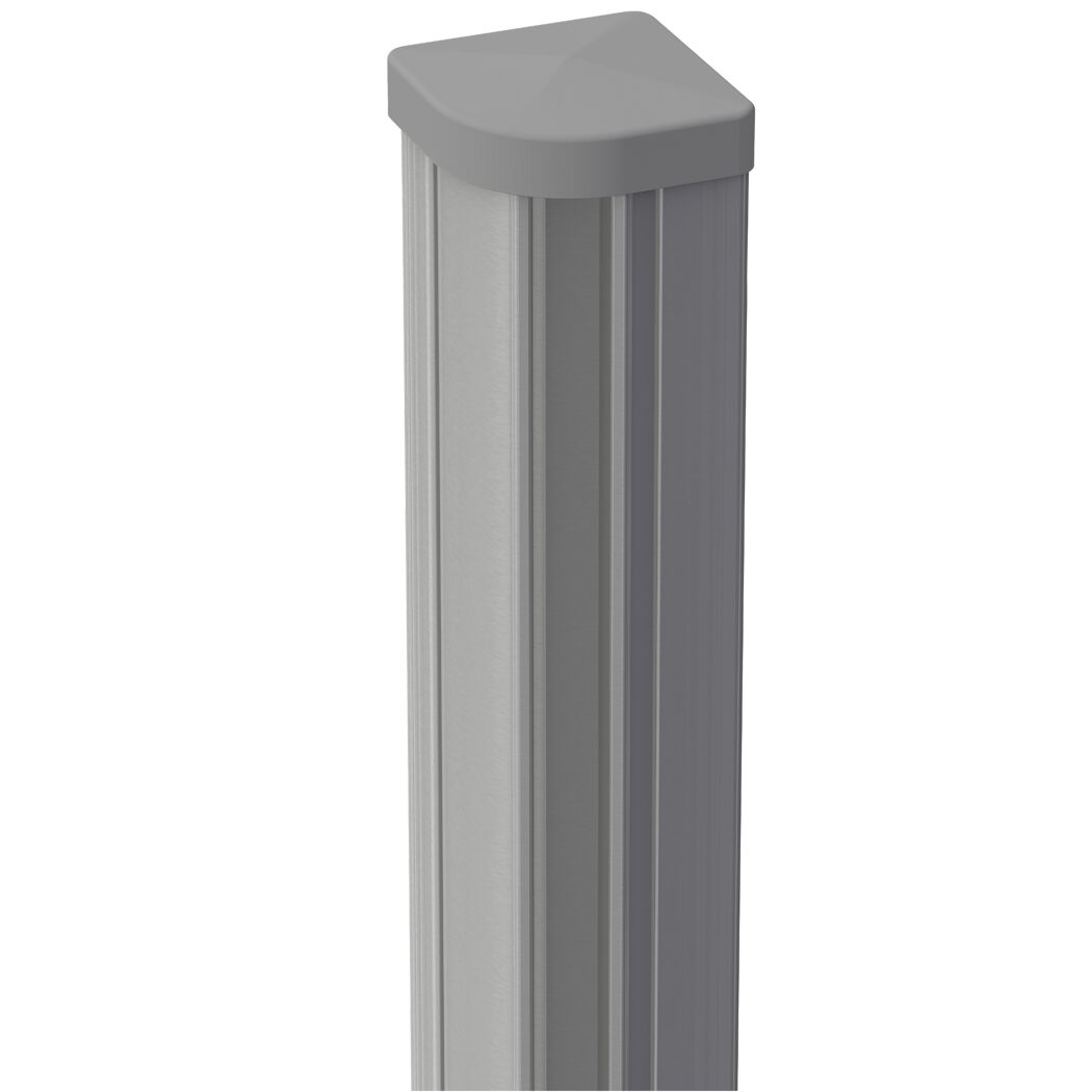Eckpfosten Steckzaun variabel Aluminium silbergrau 7 x 7 x 190 cm