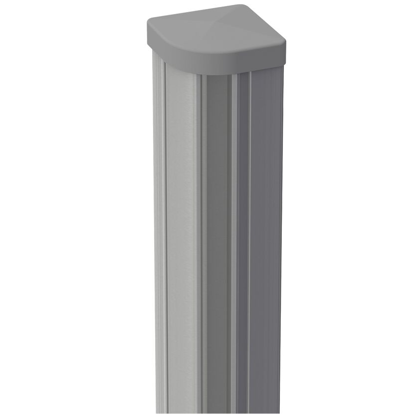 Eckpfosten Steckzaun variabel Aluminium silbergrau 9 x 9 x 240 cm
