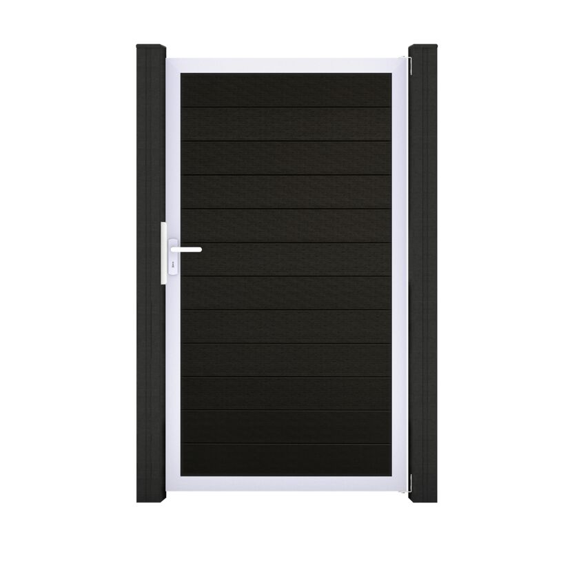 Einzeltor 'Solid' BPC/Aluminium schwarz/silber Sondermaß max. 150 x 180 cm