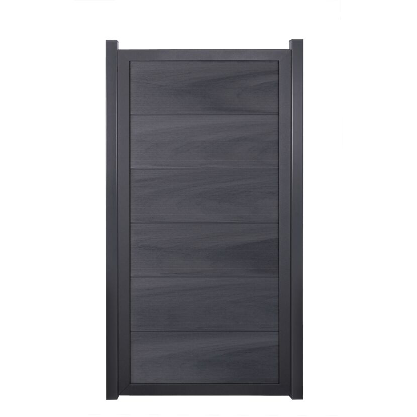 Fertigzaun 'Viento' BPC/Aluminium hochkant steingrau/anthrazit 90 x 180 cm