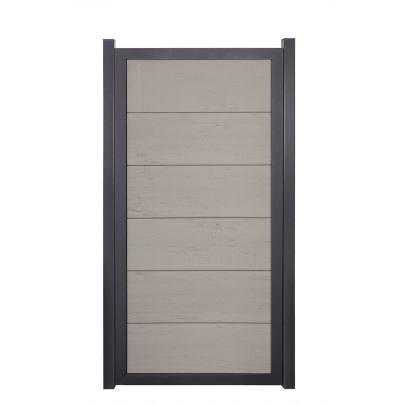 Steckzaun 'Viento' BPC/Aluminium hochkant Sandfarben/anthrazit 90 x 180 cm