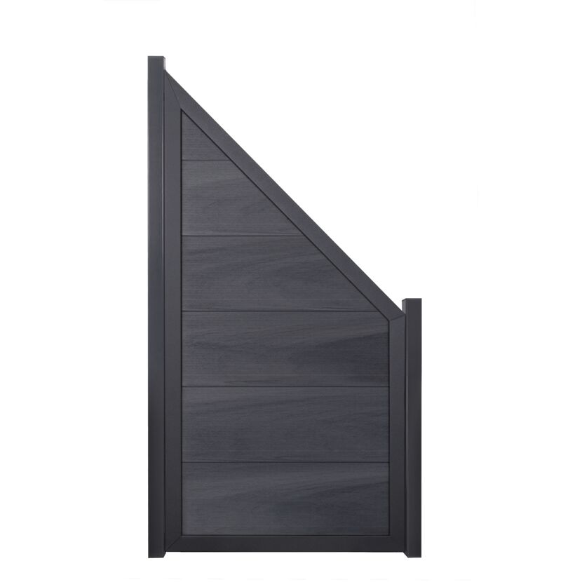 Fertigzaun 'Viento' BPC/Aluminium schräg steingrau/anthrazit 90 x 180/90 cm