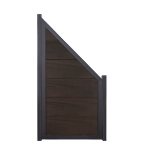 Fertigelement 'Viento' BPC/Aluminium schräg Walnussfarben/anthrazit 90 x 180/90 cm