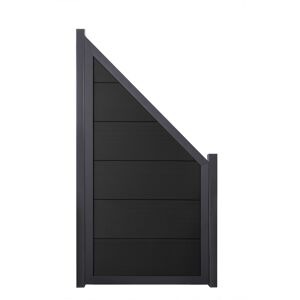 Fertigzaun 'Viento' BPC/Aluminium schräg anthrazitgrau 90 x 180/90 cm