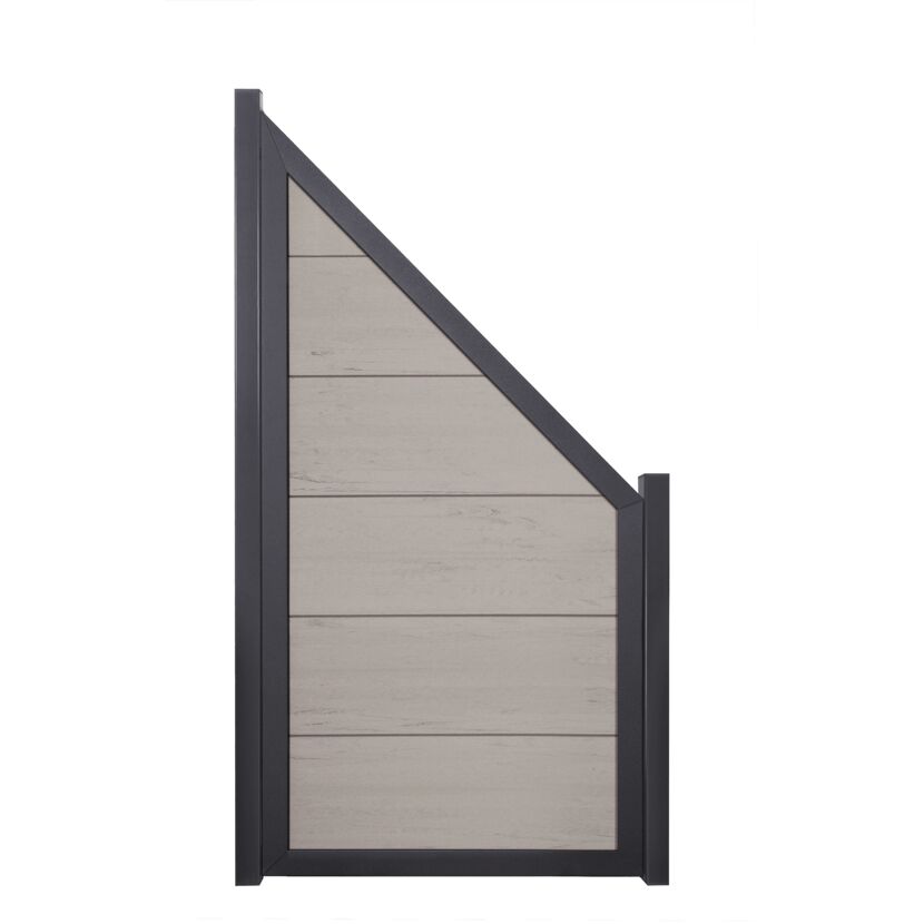 Fertigzaun 'Viento' BPC/Aluminium schräg Sandfarben/anthrazit 90 x 180/90 cm