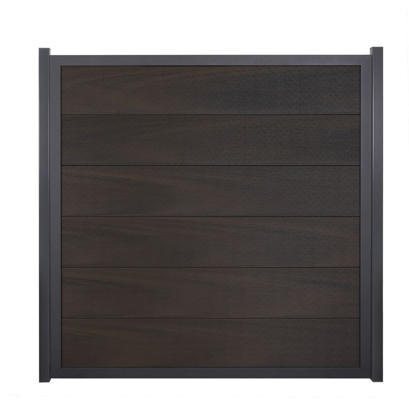 Fertigzaun 'Viento' BPC/Aluminium Sondermaß Walnussfarben/anthrazit max. 180 x 180 cm