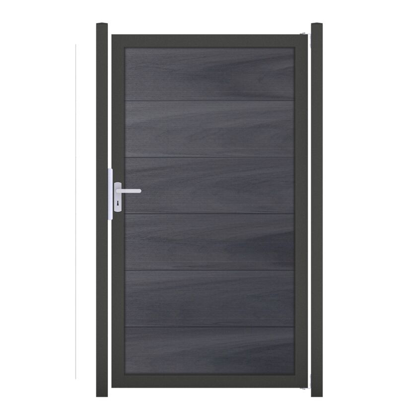 Einzeltor 'Viento' BPC/Aluminium Universal DIN steingrau/anthrazit 100 x 180 cm
