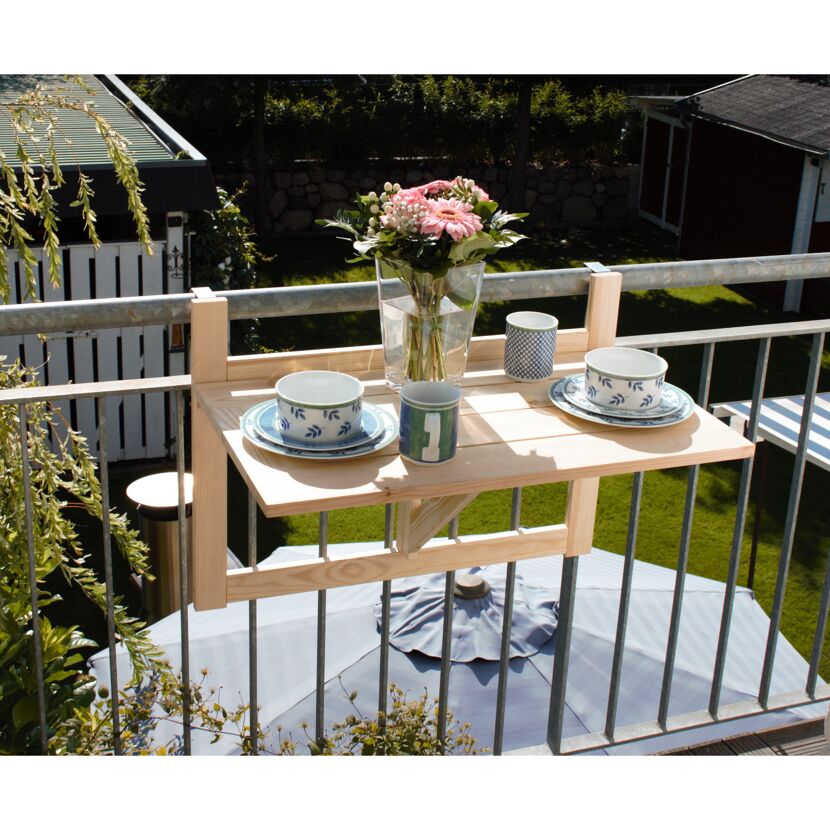 Balkon-Hängetisch 'Anna' klappbar Kiefernholz 70 x 50 x 52 cm