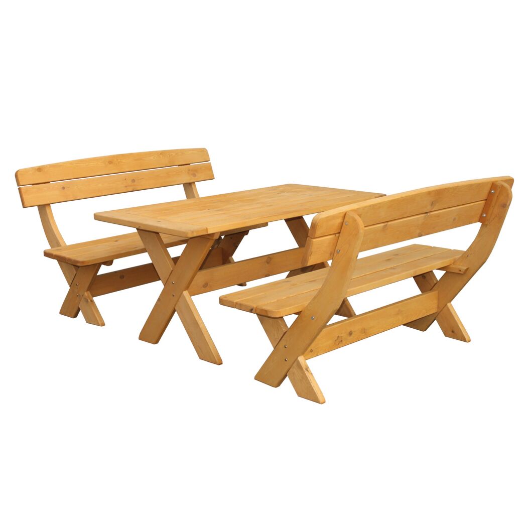 Gartenmöbel-Set aus Holz mit zwei Bänken und einem Tisch