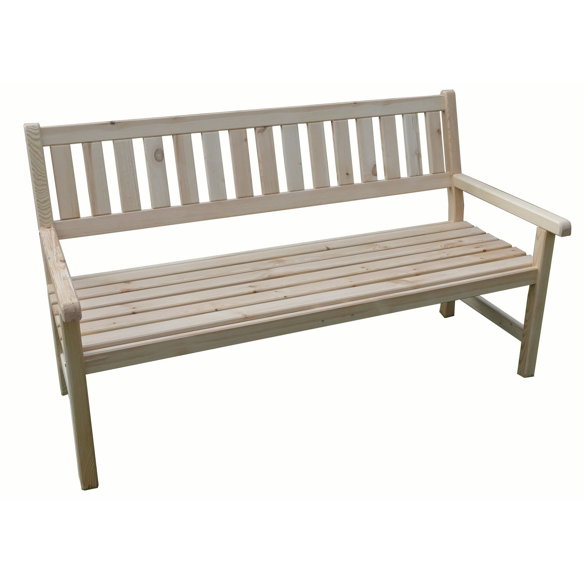 Helle Holz Gartenbank mit Armlehnen