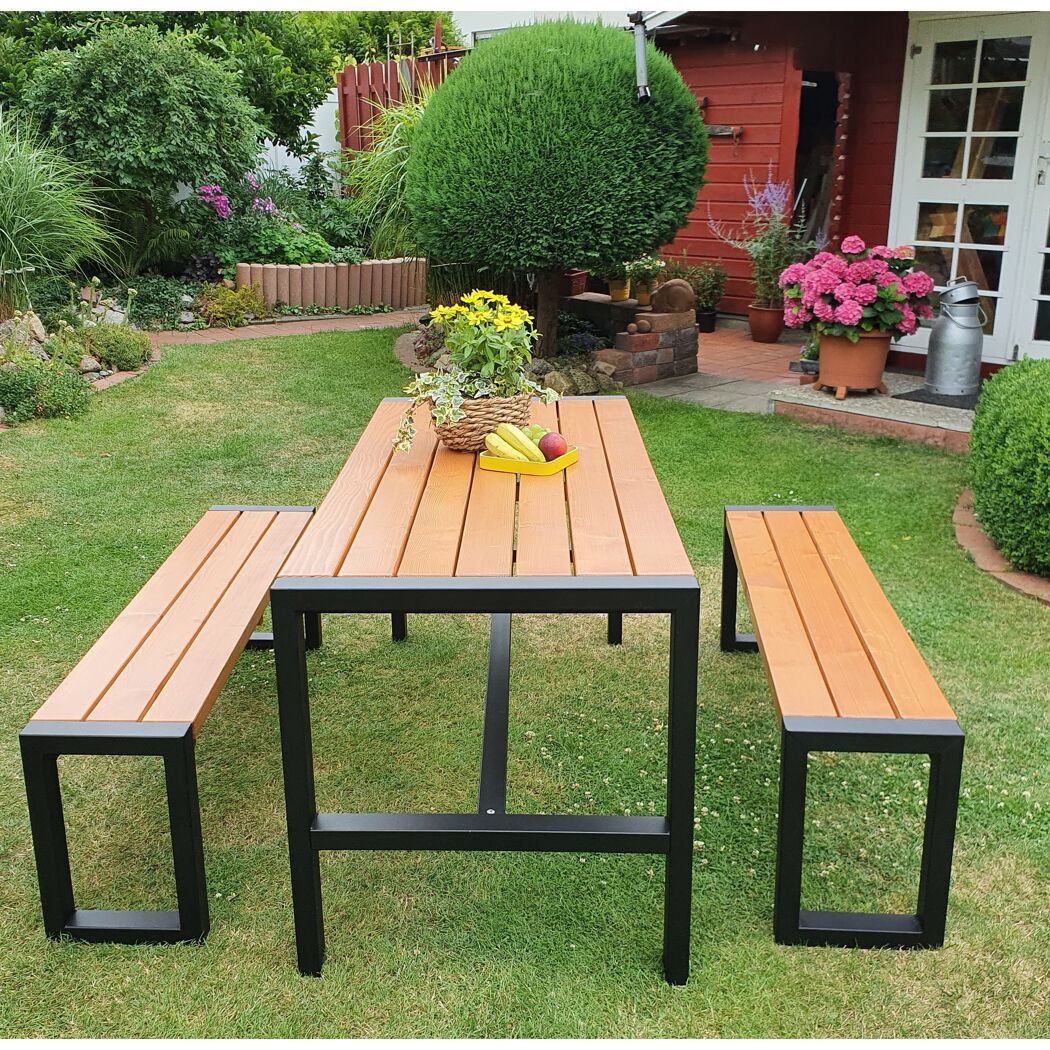 Gartenmöbelset 'Sylt' für 4 Personen Metall/Kiefernholz