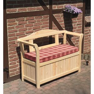 Gartenbank mit Kissenbox und Sitzauflage Holz braun 130 x 50 x 93 cm