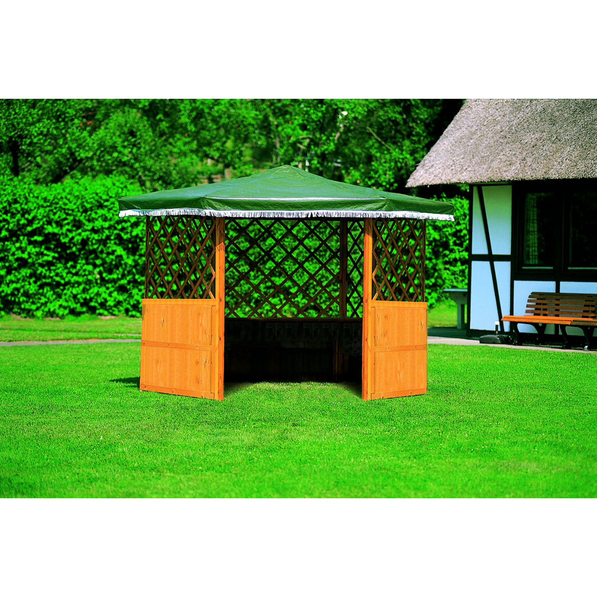 Pavillon 'Marburg' Holz grün 309 x 211 x 309 cm