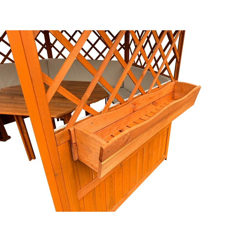 Holzpavillon mit integriertem Blumenkasten