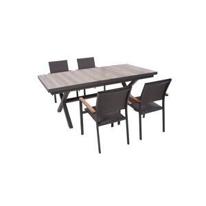 Gartenmöbel-Set 'Rana/Davina' dunkelgrau 5-teilig