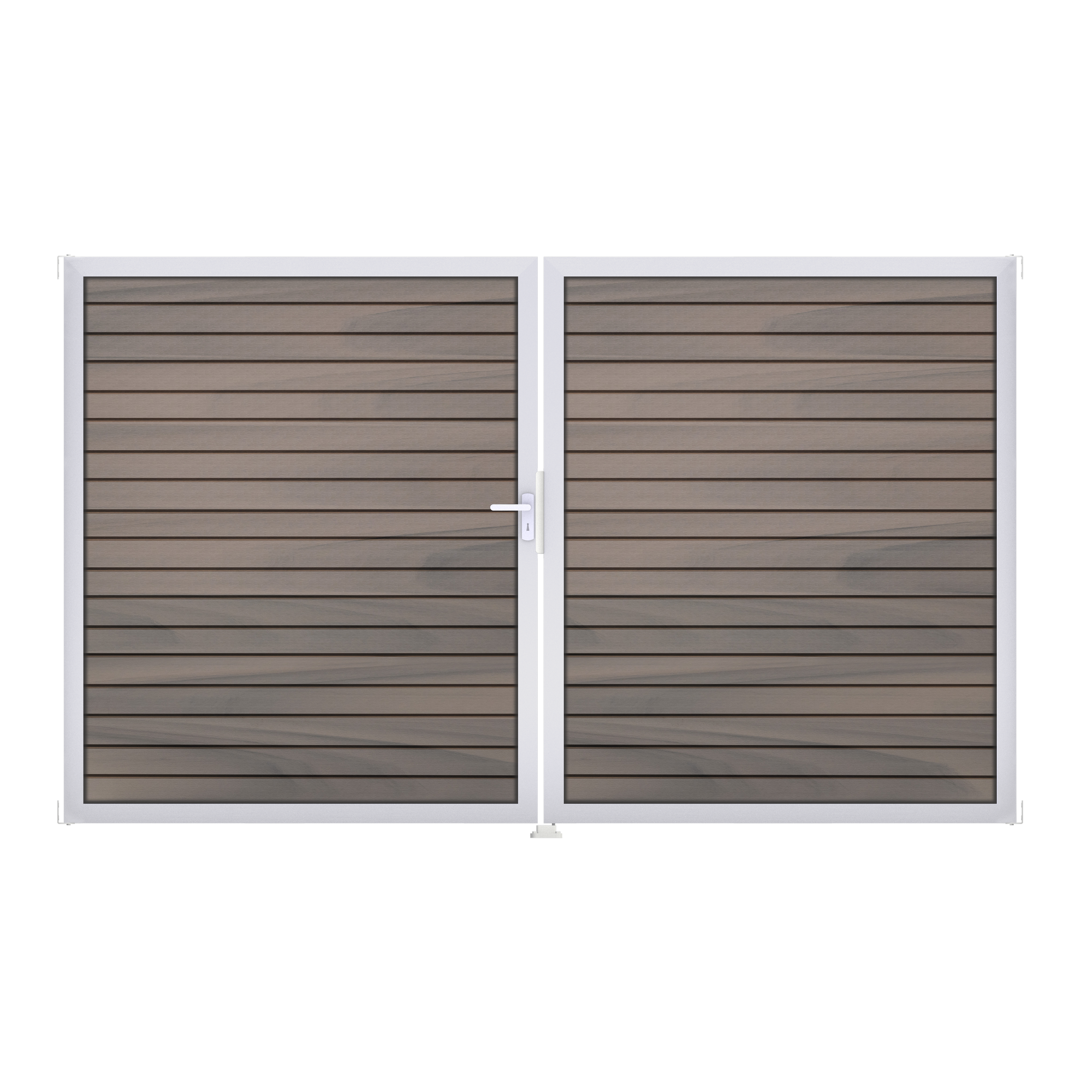 Doppeltor 'Solid Rhombus' BPC/Aluminium DIN links braun/grau/silber 300 x 180 cm