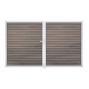 Doppeltor 'Solid Rhombus' BPC/Aluminium DIN links braun/grau/silber 300 x 180 cm