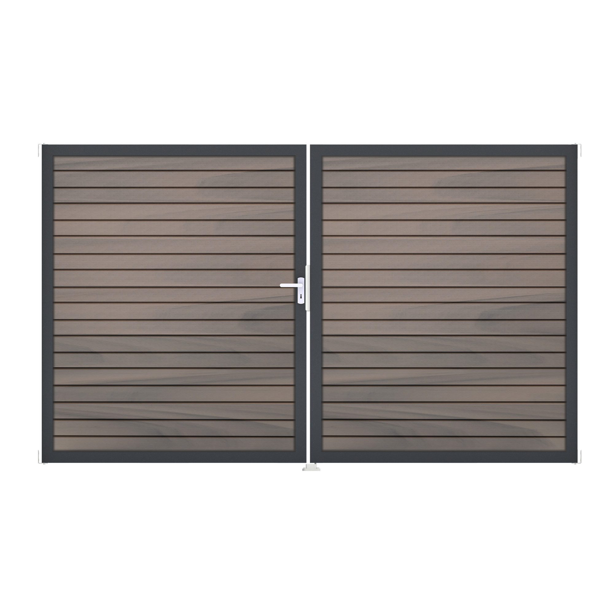 Doppeltor 'Solid Rhombus' BPC/Aluminium DIN links braun/grau/silber/anthrazit 300 x 180 cm