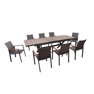 Gartenmöbel-Set 'Rana/Davina' dunkelgrau 9-teilig