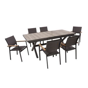 Gartenmöbel-Set 'Rana/Davina' dunkelgrau 7-teilig