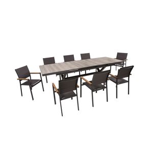 Gartenmöbel-Set 'Rana/Davina' dunkelgrau 9-teilig