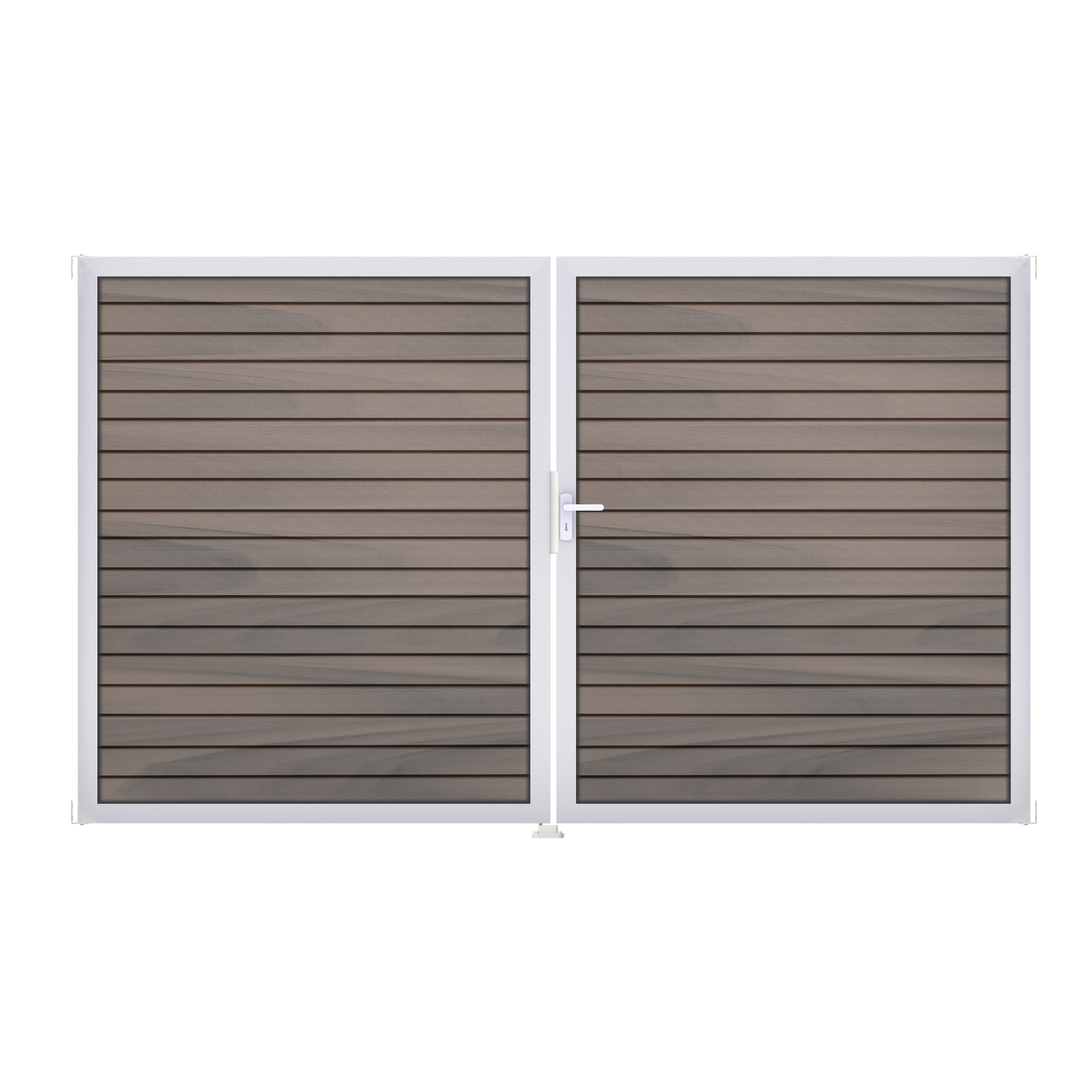 Doppeltor 'Solid Rhombus' BPC/Aluminium DIN rechts braun/grau/silber 300 x 180 cm