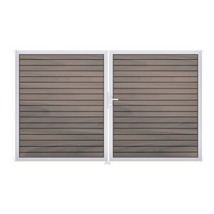 Doppeltor 'Solid Rhombus' BPC/Aluminium DIN rechts braun/grau/silber 300 x 180 cm