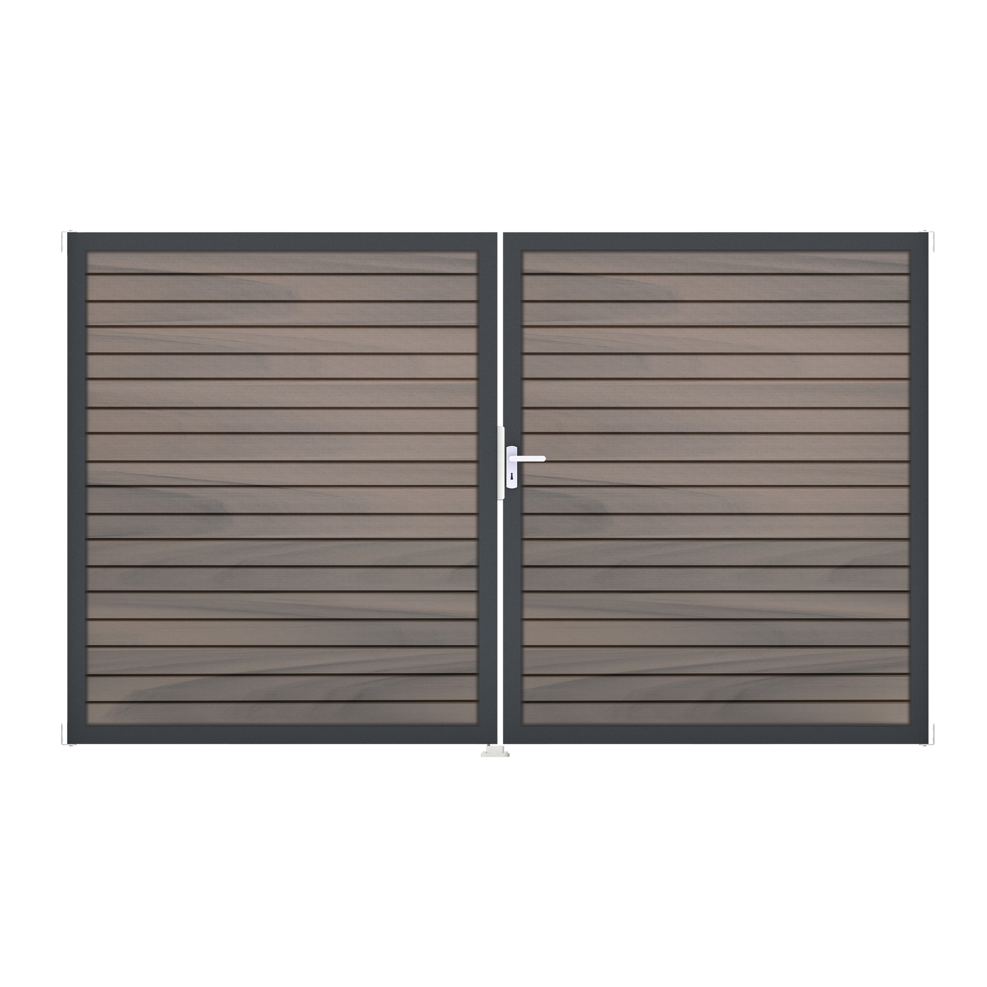 Doppeltor 'Solid Rhombus' BPC/Aluminium DIN rechts braun/grau/silber/anthrazit 300 x 180 cm