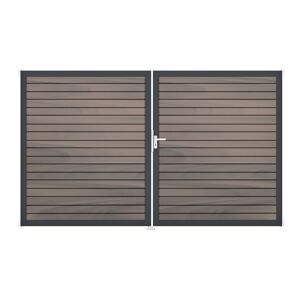 Doppeltor 'Solid Rhombus' BPC/Aluminium DIN rechts braun/grau/silber/anthrazit 300 x 180 cm